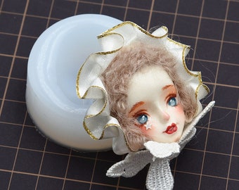 Q Version of the Doll Silicone Face Mold, Ultralight Clay Mold, Cute Girl Doll Mold, Handmade Doll Head Mold, Mold Gifts