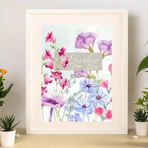 Oh to Watch the Flowers Bloom Art Print – Bisexual Pride Subtle Floral Decor | 5 Printable Sizes + Foldable Card I Bi Art I LGBT Decor