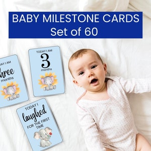 BLAUES TIER Baby MILESTONE Karten zum Ausdrucken, Junge Baby Monatskarten, Junge Baby Geschenk Download, Meilenstein Baby erste Karten, BM002