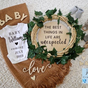 GREENERY boho digital pregnancy announcement, NEUTRAL baby announcement, editable baby announcement social media, instant download, IM214