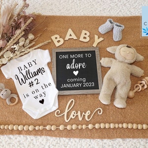 BOHO SIMPLE digital pregnancy announcement, SECOND baby digital social media reveal, one more to adore baby reveal, gender neutral, IM279