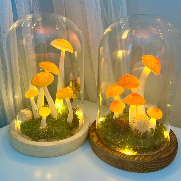 Handmade orange mushroom lamp, Forest Mushroom lamp, make to order