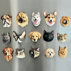 Custom 3d pet portrait fridge magnet, 3d cat portrait, 3d dog fridge magnets , mini cat head, mini dog head , custom cat magnet,