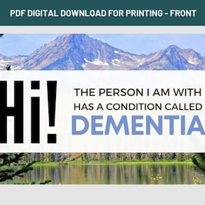 Tarjeta PDF imprimible de viaje de demencia / Tarjeta de compasión de demencia / Tarjeta de cortesía de acompañante / Tarjeta de cuidador / Descarga instantánea de PDF