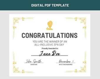 Bathing Visual Aid Motivation | Spa Certificate | Dementia Visual Aid | Caregiver Aid | Bathing Sign | Memory Aid