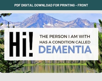 Tarjeta PDF imprimible de viaje de demencia / Tarjeta de compasión de demencia / Tarjeta de cortesía de acompañante / Tarjeta de cuidador / Descarga instantánea de PDF