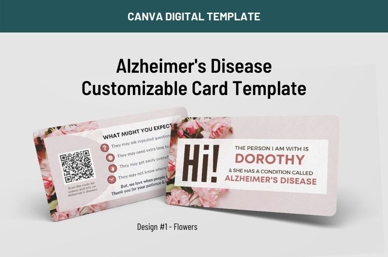 Alzheimer's Disease Card Editable Template for Canva | Dementia Compassion Card | Companion ...