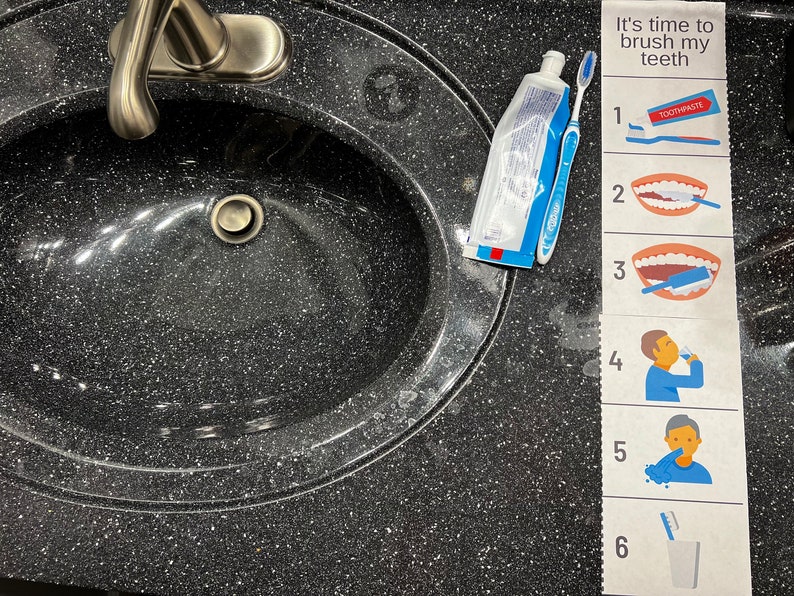 Brushing Teeth Visual Aid Dementia Wall Sign Caregiver Aid Oral Care