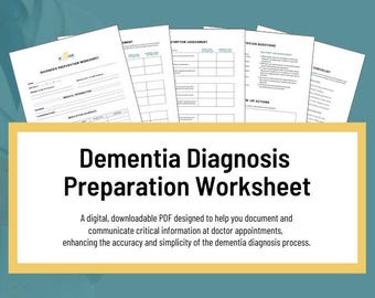 Dementia Diagnosis Doctor Preparation Worksheet Bundle | Symptom Assessment | Essential Caregiver Document | Doctor Appointment Prep