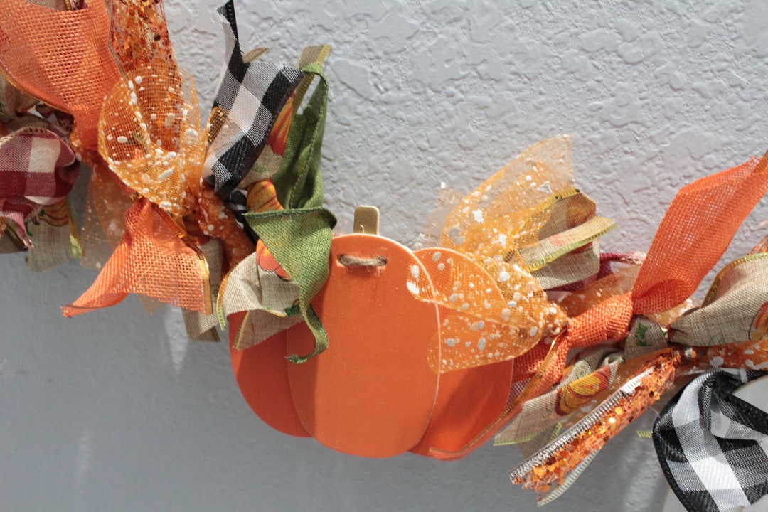 Pumpkin Garland Fall Garland Wall Decor Wall Hang Ribbon Etsy