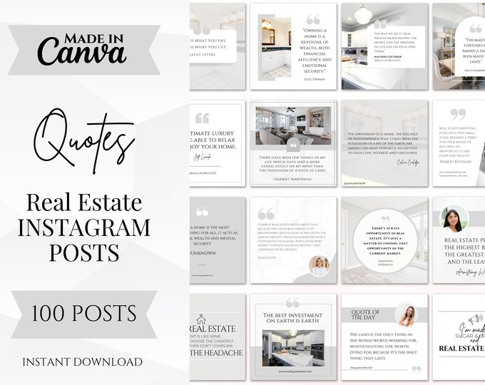 Real Estate Quotes, 3pc Set Printable Wall Art, Real Estate Posters ...