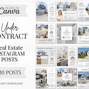 20 Under Contract Social media Posts | Realtor Instagram Post templates | Facebook posts | Real Estate Marketing | Canva Templates