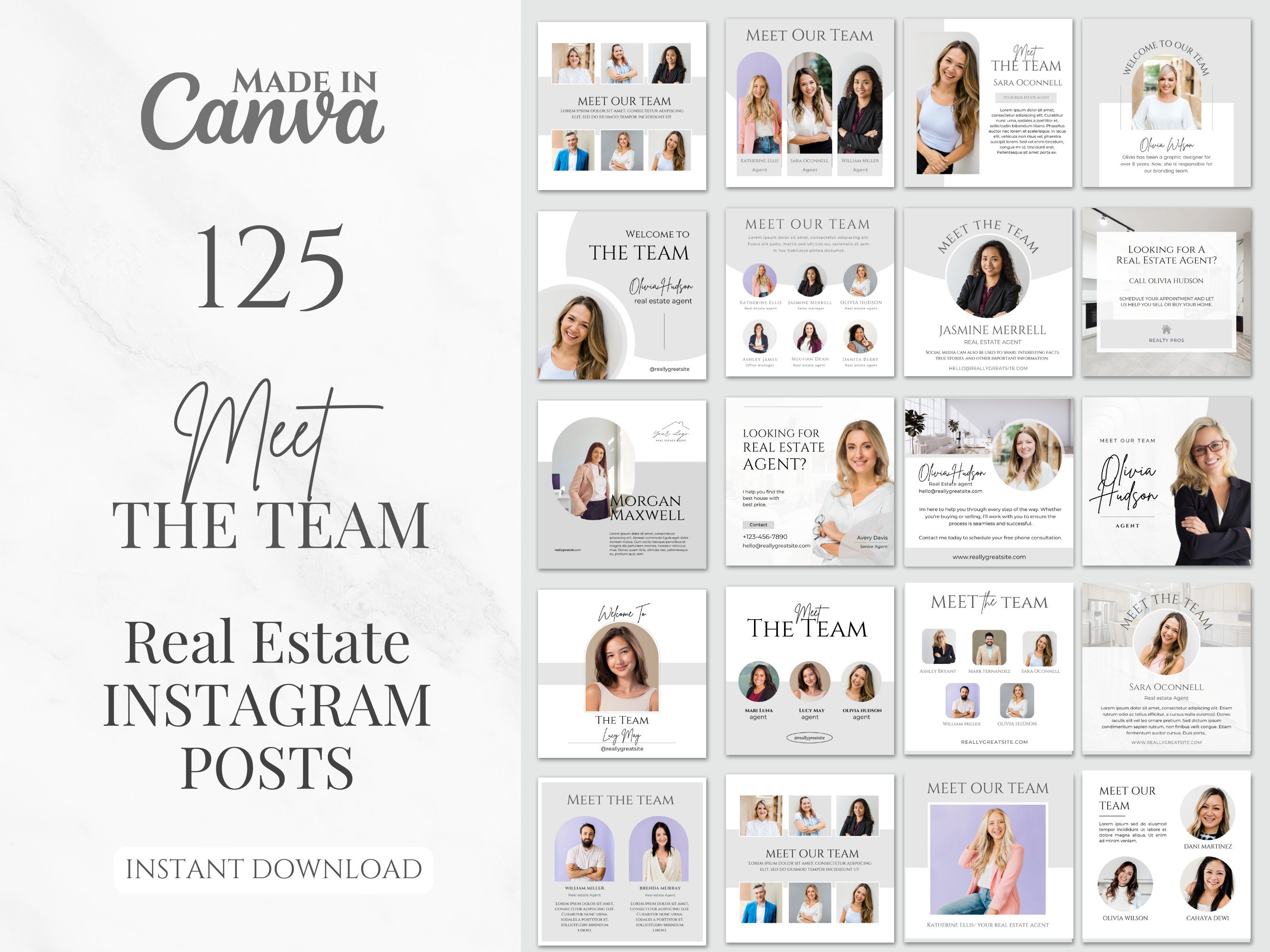 125 Meet the Team Social Media Posts | Real Estate Marketing | Real Estate Instagram Posts | Welcome to the team | about us | Canva Posts