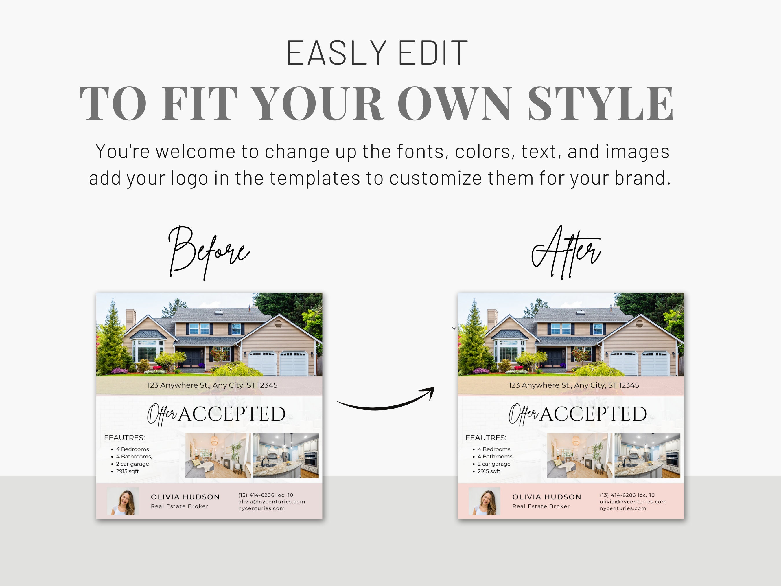 Real Estate Instagram Post Templates | Offer Accepted, Under Contract ...