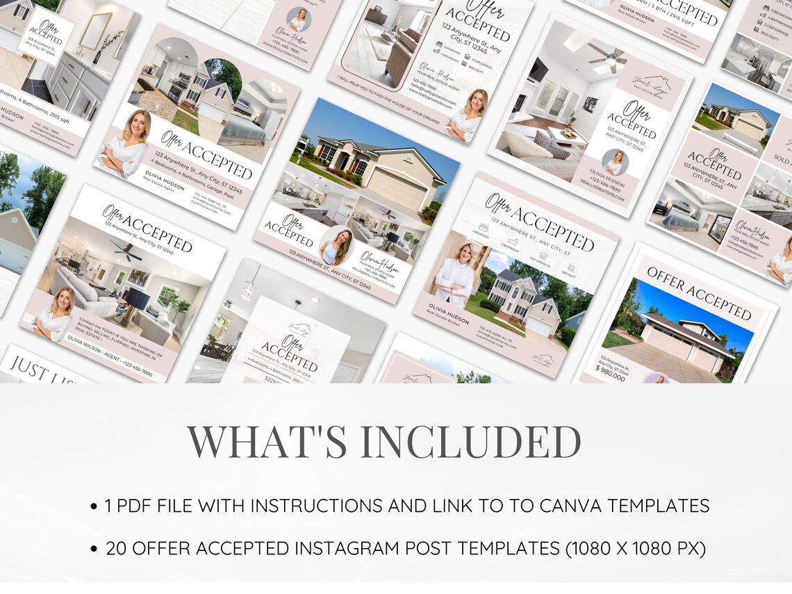 Real Estate Instagram Post Templates | Offer Accepted, Under Contract ...