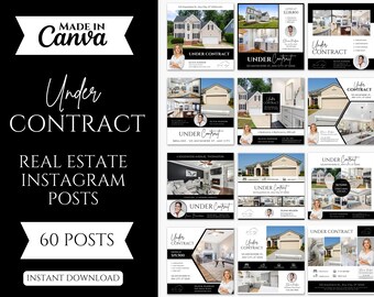 60 Under Contract Social Media Posts | Real Estate Instagram Templates (Canva)