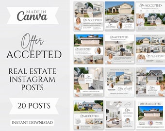 20 Offer Accepted Social Media Posts Realtor Instagram Post Templates ...