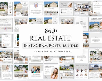 860+ Real Estate Instagram Post Templates: Canva Realtor Marketing (Digital Download