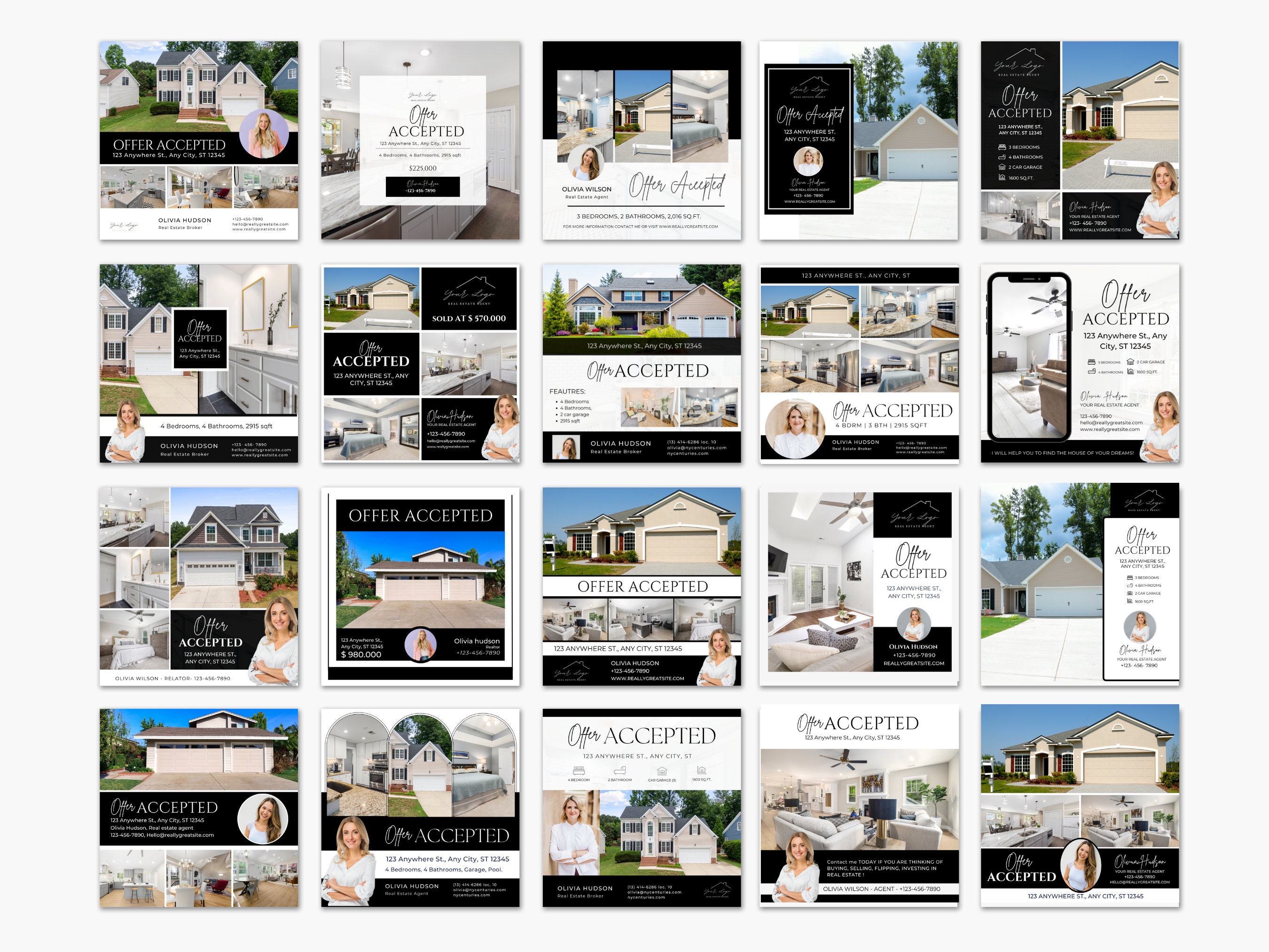 Realtor Instagram Templates | Offer Accepted Posts (canva, Digital ...