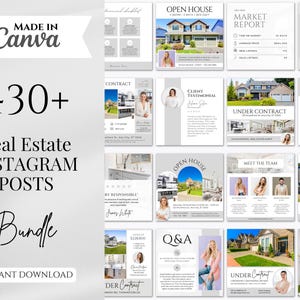 430 Real Estate Instagram Post Templates: Canva Realtor Marketing (Digital Download)
