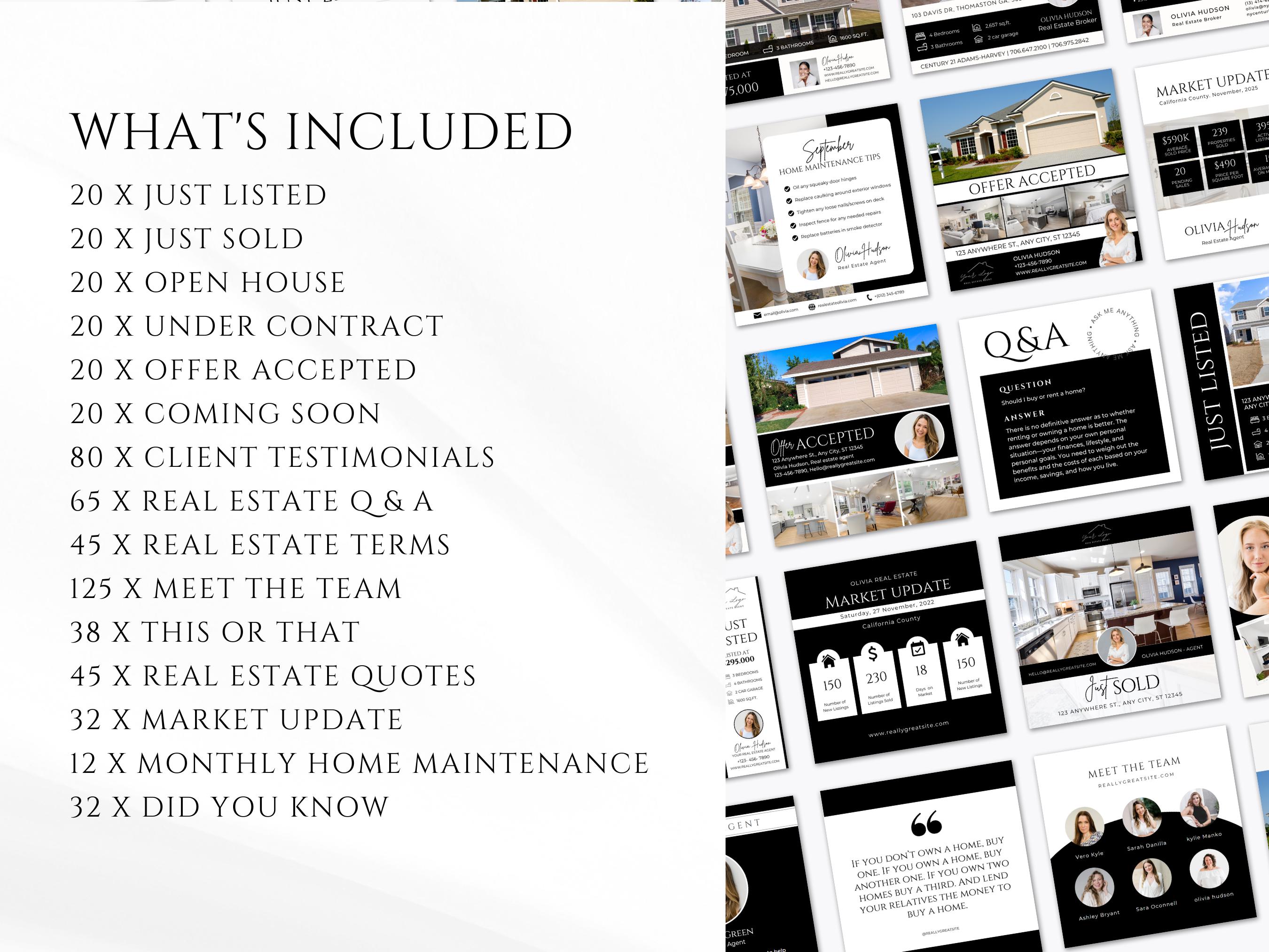 590 Real Estate Instagram Posts Bundle | Real Estate Social Media ...