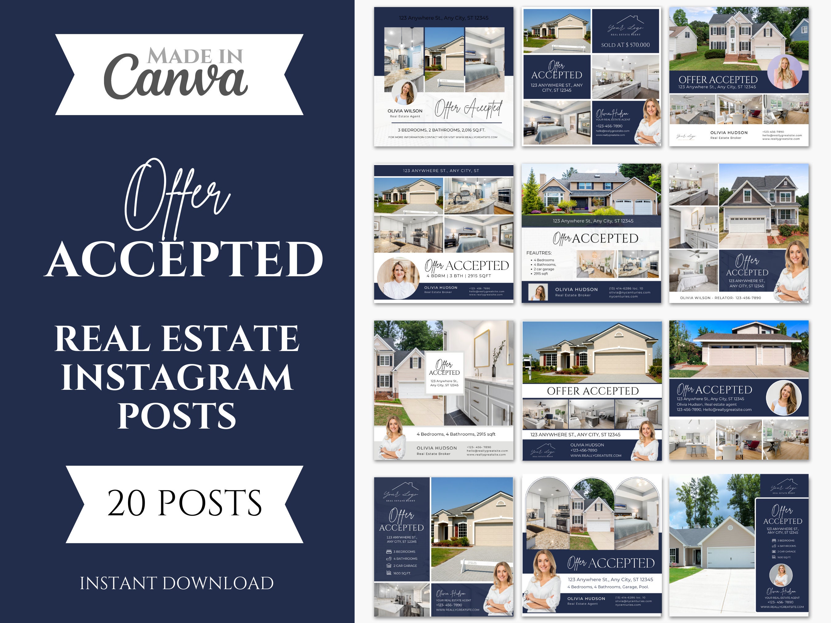 20 Offer Accepted Social Media Posts | Realtor Instagram Post Templates ...