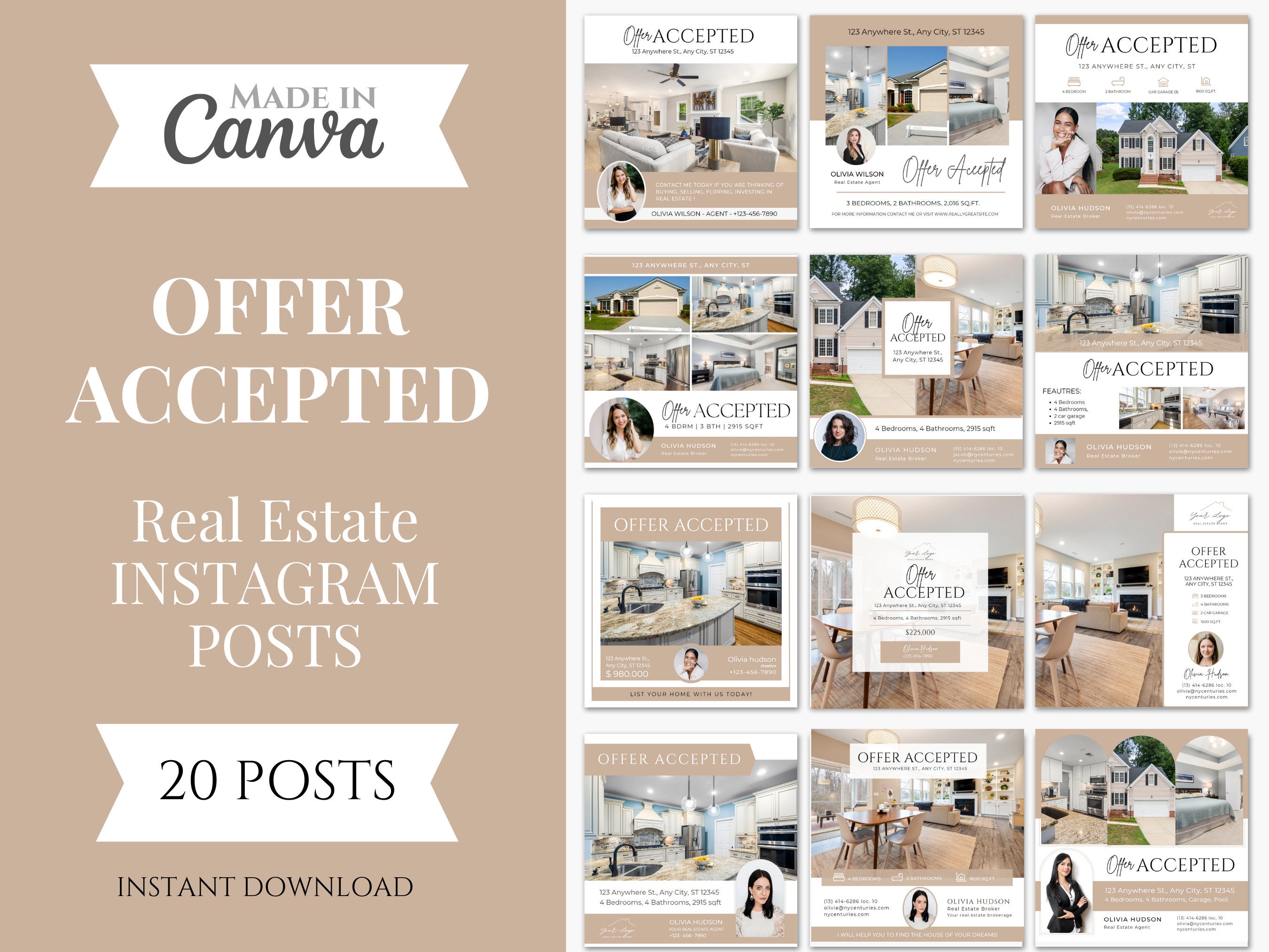 Realtor Instagram Post Templates: Offer Accepted, Real Estate Updates ...