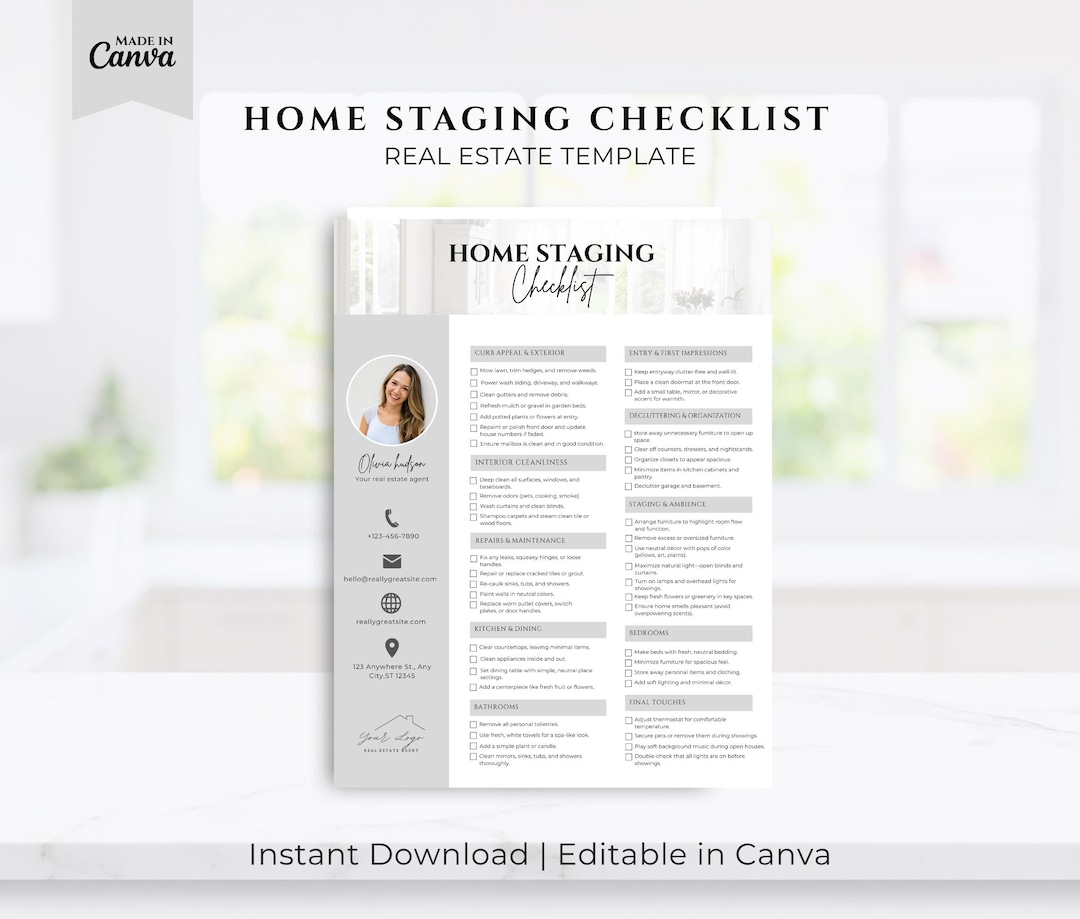Home Staging Checklist | Real Estate Seller Prep | Editable Canva ...