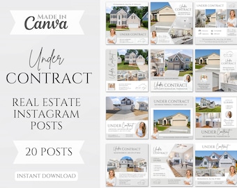 20 Under Contract Social media Posts | Under Contract Instagram Posts | Under Contract Real Estate Templates | Real Estate Marketing