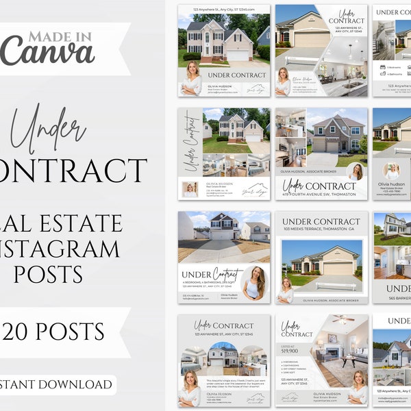 20 Under Contract Social media Posts | Under Contract Instagram Posts | Under Contract Real Estate Templates | Real Estate Marketing