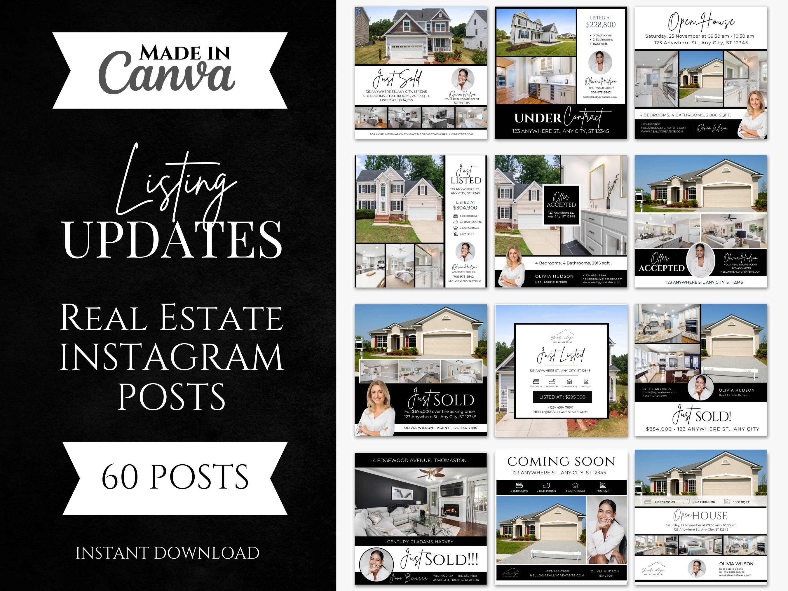 60 Real Estate Social Media Listing Update Posts Instagram Etsy