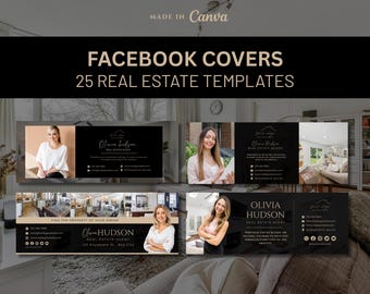 Luxury Real Estate Facebook Cover | 25 Real Estate Social Media Banner | Realtor Marketing Facebook Cover | Canva template
