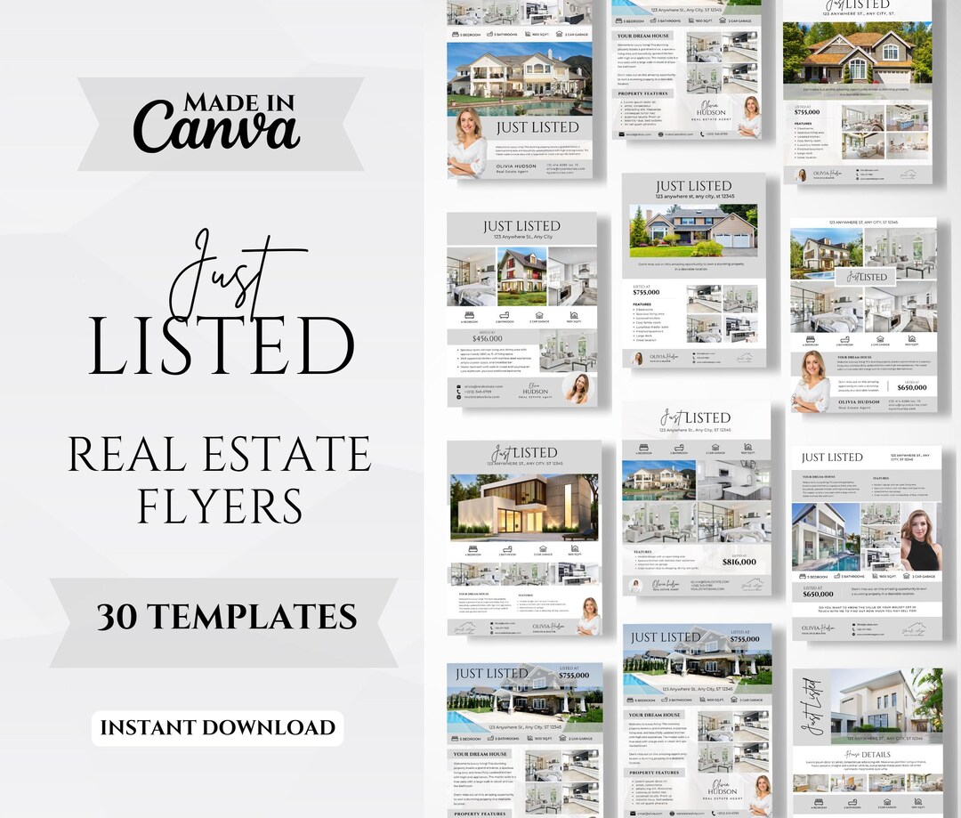 Just Listed Flyer Bundle | 20 Modern Real Estate Flyers | Realtor ...
