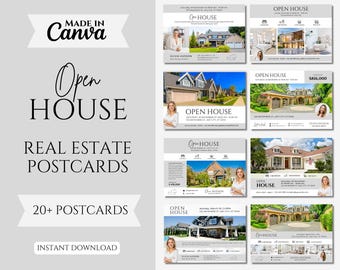 20+ Open House Postcards | Realtor Farming Postcards | Real Estate Postcard Templates | Real Estate Mailer Templates | Canva Templates