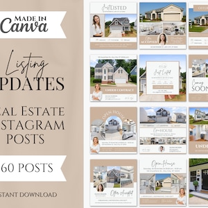 60 Beige Makramee Social Media Listing Update Posts | Jus Aufgelistet | Nur Verkauft | Instagram-Posts | Makler | Canva Vorlagen