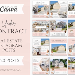 20 postagens rosa sob contrato nas redes sociais | Modelos de postagem para corretor de imóveis no Instagram | Marketing Imobiliário | Sob Contrato | Modelos de tela
