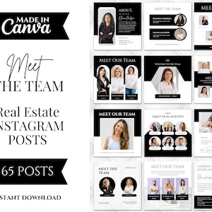 65 Meet the Team Social Media Posts | Meet The Team Instagram Posts | Real Estate Marketing | About us | Facebook posts  | Black and white