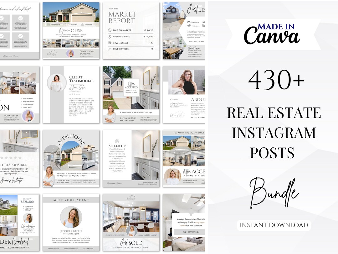 430+ Real Estate Instagram Posts Bundle | Realtor Social Media ...