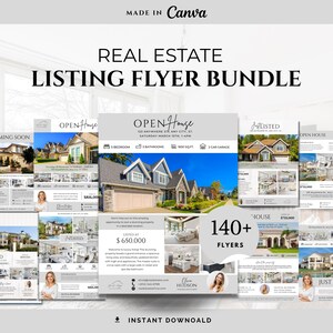 140 sjablonen voor vastgoedflyers: Canva Realtor Marketing Kit (digitale download)