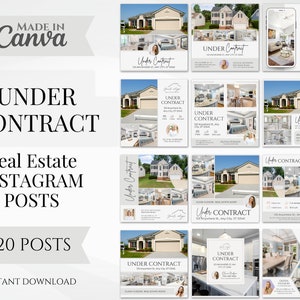 20 Under Contract Social media Posts | Real Estate Instagram Post templates | Facebook posts | Real Estate Marketing | Canva Templates