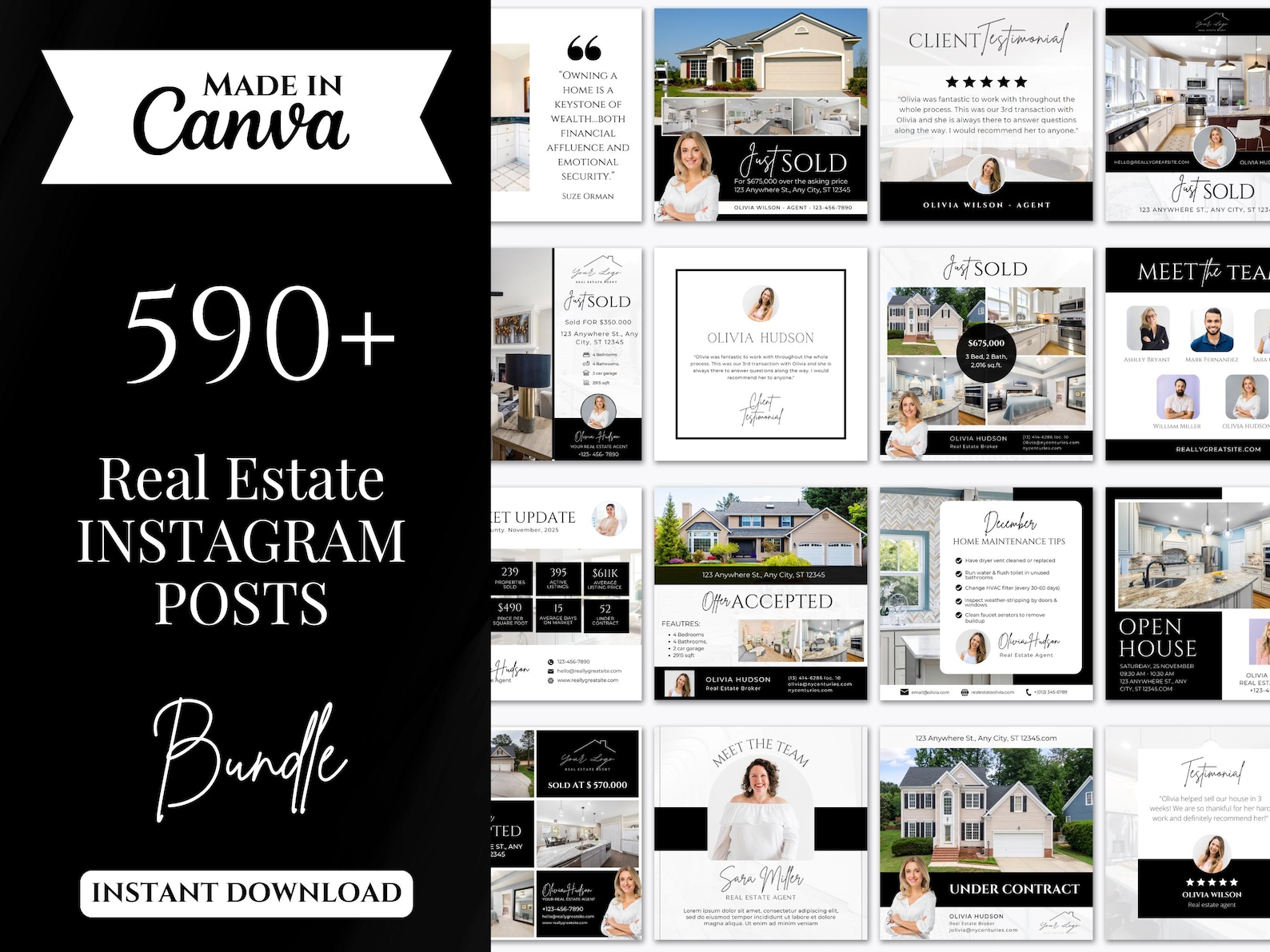 590 Real Estate Instagram Posts Bundle | Real Estate Social Media ...