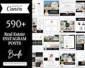 590 Real Estate Instagram Posts Bundle | Real Estate Social Media Templates | Real Estate Marketing | Realtor social media | Black And White