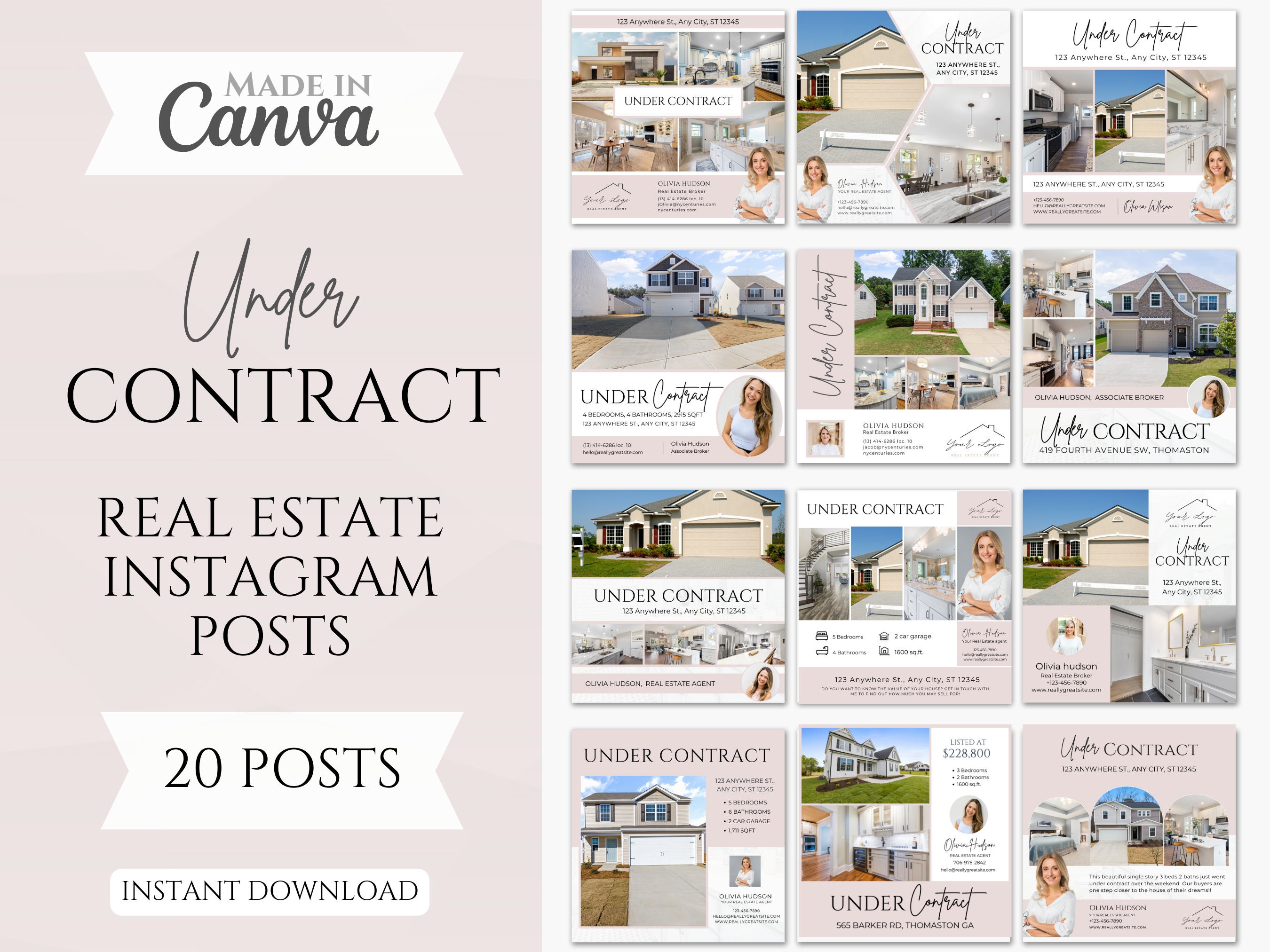 20 Under Contract Social Media Posts | Realtor Instagram Post Templates ...