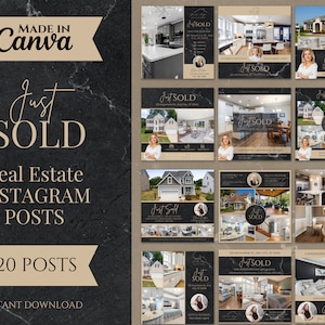 20 Marmor gerade verkauft Social-Media-Posts | Realtor Instagram Post Vorlagen | Luxus-Immobilien | Makler | Canva Vorlagen
