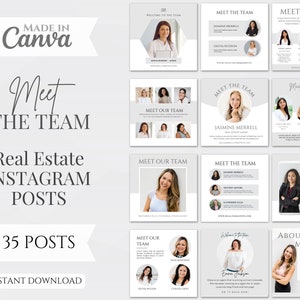 35 Instagram-inlägg om fastighetsbranschen – Träffa teamet | Canva-mallar (digital nedladdning)
