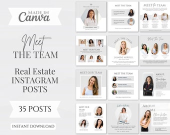 35 Meet the Team Social Media Posts | Real Estate Marketing | Real Estate Instagram Posts | Meet The Team Instagram Posts | Canva Posts
