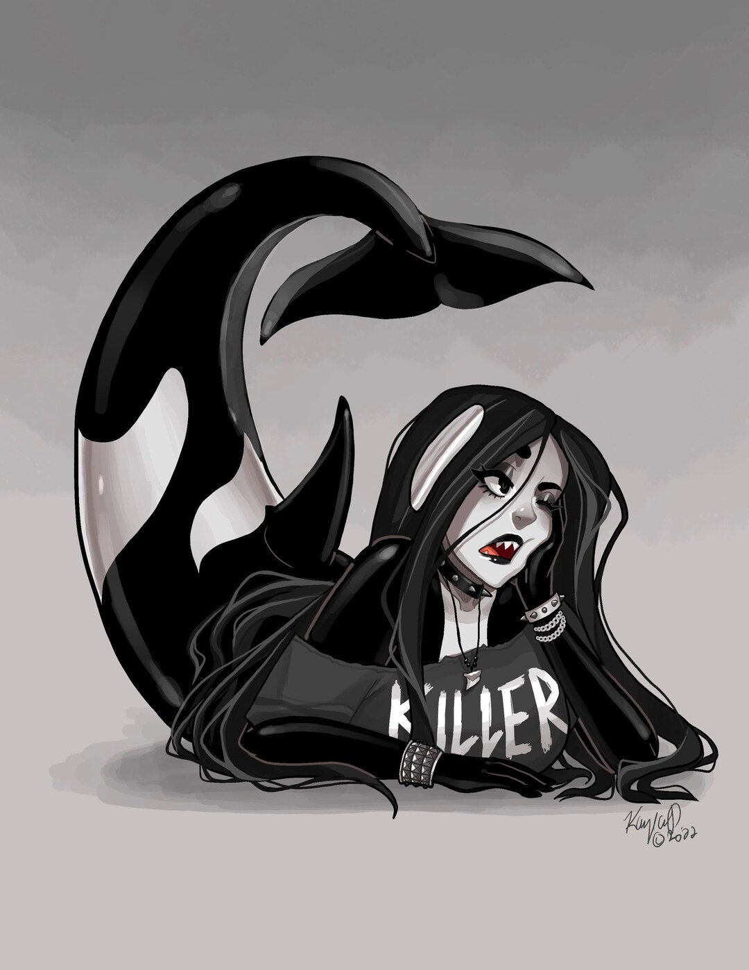 Mermaid Posts Orca Mermaid Post Card - Etsy