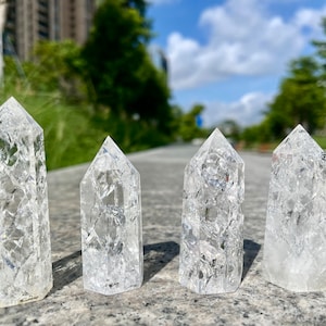 Fire and Ice Crystal Tower Crackle Quartz（The second one only half price）,Healing Crystals,Quartz Crystals, Home Decor,Gift for Women