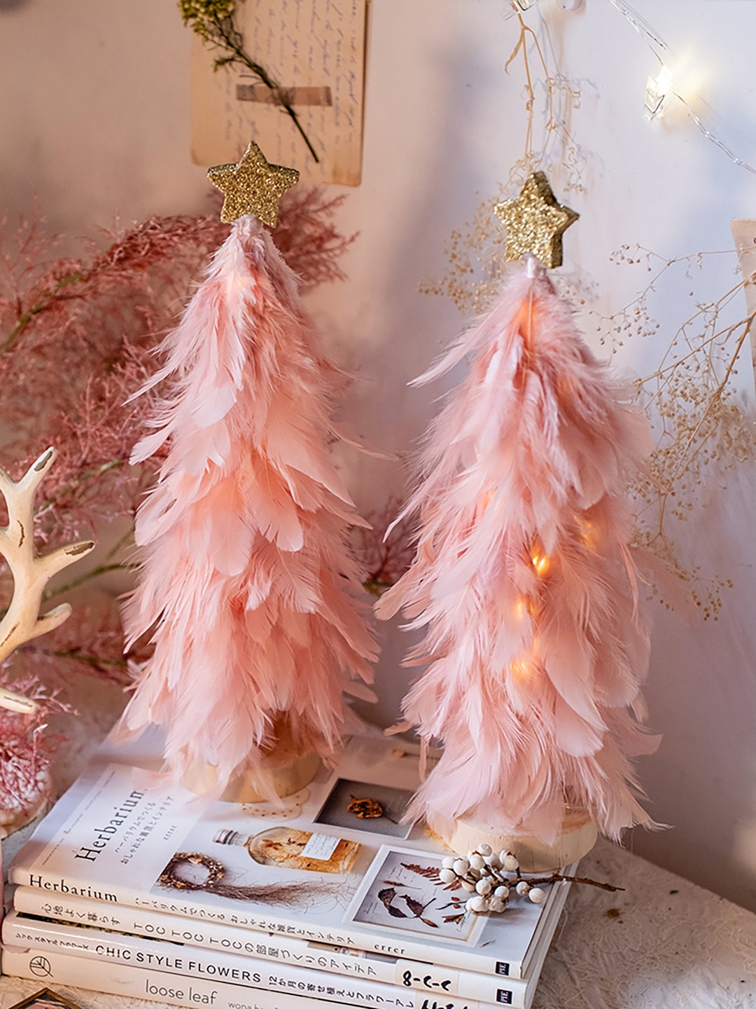 Pink Feather Christmas Tree, Christmas Tree Ornament Etsy