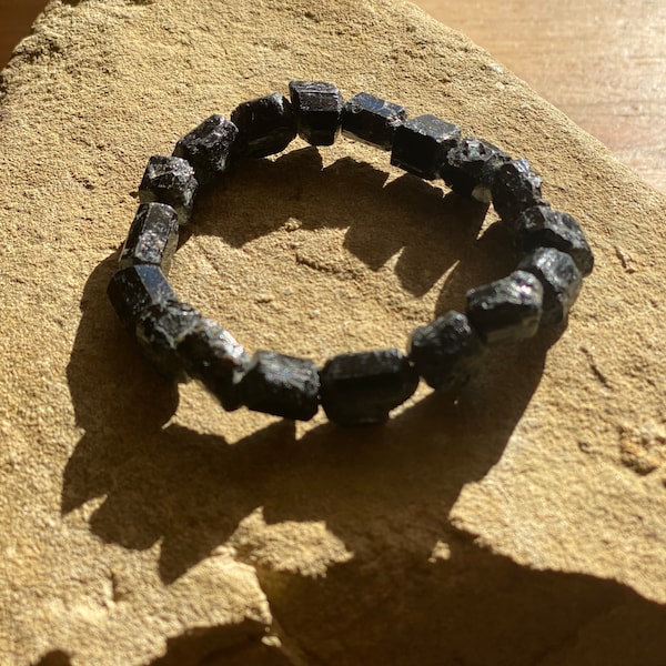 Raw black tourmaline bracelet